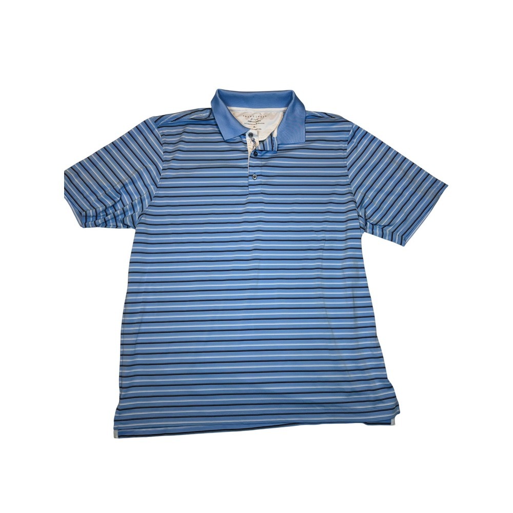 Bobby Jones X-H20 Performance Mens XL Blue Striped Golf Polo Shirt Short Sleeve